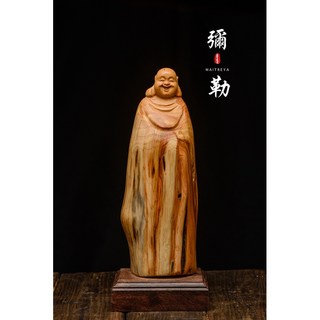 太行山崖柏根雕 彌勒佛隨形根雕 崖柏木雕藝品 - yb081, 1個
