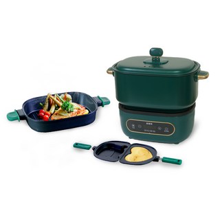 Coz!i 廚膳寶 溫控多功能不沾料理鍋 豪華全配組(C1880), C1880經典綠