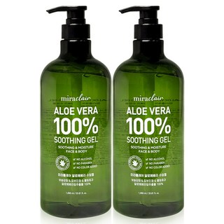 미라클레어 대용량 알로에베라 순도100% 무알콜 수딩젤 수분가득, 2개, 1L