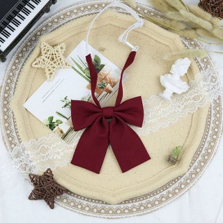 砂糖夢境 免打純色 jk小領結 甜妹 女 領繩 日系 可愛學院風 酒紅色 長柄襯衫配飾 時尚水手服