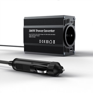 차량용 300W 인버터 휴대용 캠핑 전원 KC인증 USB C타입 지원, 블랙, 1개