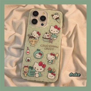 그린 톤 캐릭터 키티 아이폰케이스 귀여운 키티 소프트케이스 품질 업그레이드