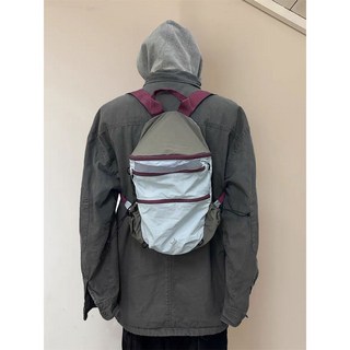 Mirenbu迷人布 小衆設計感時尚潮戶外拼色遠足包 褶皺感材質輕便揹包