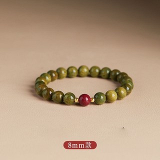 臺灣出貨 天然綠檀硃砂女款檀木手串轉運手鏈佛珠文玩中式