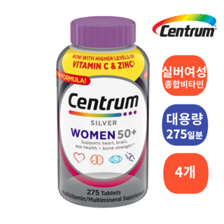 미국직구 센트룸 실버 여성 50세이상 종합비타민 275정, 275회분, 4개
