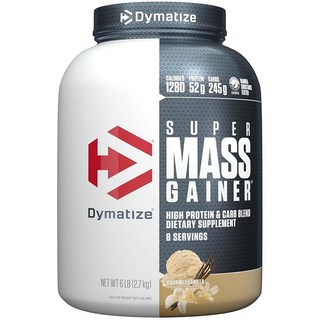 DYMAT 매트IZE DyMAT 매트ize SUP 업ER 슈퍼 Mass Gainer 단백질 파우더 1280칼로리 및 52g BCAA 10.7g 쉽게 혼합 맛있고 풍부한, 8회 복용 분량(1개입), 바닐라, 1개, 2.7kg