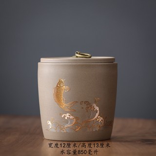 寵物骨灰罐 貓咪狗狗骨灰盒 火化家葬大中小號陶瓷密, 中號魚戲 體重23斤以下適用, 1個