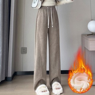 Zebeer 여성 편한 밴딩 기모 와이드팬츠