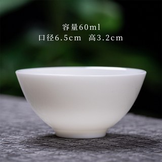 嘉義發貨 白瓷茶杯 白瓷品茗杯 小號普洱茶杯 德化陶瓷茶杯 羊脂玉功夫茶具, 碗杯-純白, 1個