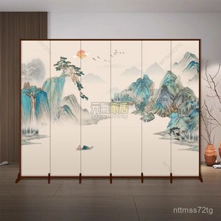 屏風隔斷客廳入戶玄關新中式茶室可折疊移動酒店遮擋裝飾折屏雙麵 屏風 屏風隔斷 屏風隔間 裝飾墻屏風 客廳背景墻, 圖-3,5扇（夾板型）總寬度2.0米/1.8米高