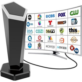 TV 안테나 실내용 2025 업그레이드 HD 디지털 스마트용 360° 장거리 수신 지원 4K 1080P 안테나로 선명한 지역 채널 간편 설치, QGUS-V15805