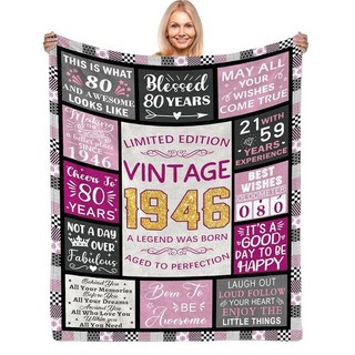 CIUGOIG 여성을 위한 90번째 생일 선물 빈티지 1935 담요 127 x 152.4cm(50 60인치) 90세 재미있는 1935년 출생 아내 엄마 할머니 자매를 선, 1945 생일-핑크