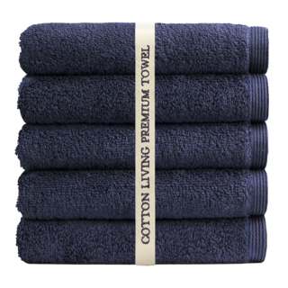코튼리빙 역대가 가성비 고급 호텔 수건 40수 170g 타올, 네이비, 5개