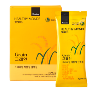헬씨몽드 국가대표 선수들이 섭취하는 식물성 단백질 그레인 휴대용스틱, 1박스, 315g