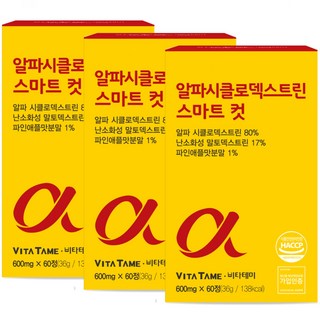 비타테미 알파CD 식이섬유 미국산 고함량 프리미엄원료, 3개, 60정