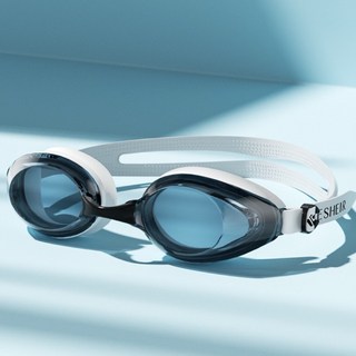 ESHEIR 成人高清防霧泳鏡 電鍍廣角大框 專業防水防漏 舒適可調潛水浮潛泳鏡, 白色平光, 1個