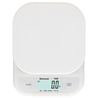 Riwonas 충전식 주방저울 계량전자저울 디지털 고정밀도 저울, MC-B31, 화이트, 1kg