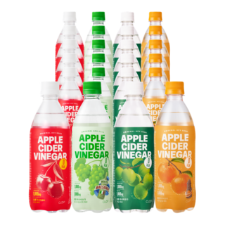 클룹 애사비소다 4종 세트 (체리+화이트발사믹+신비복숭아+감귤), 24개, 500ml