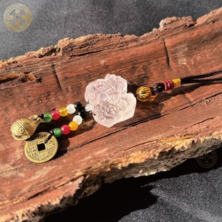 紫南宮過爐 開運招財玉石貔貅吊飾 (虎眼石/粉水晶/白水晶/黑曜石/黃玉) 招財、增進人緣、聚財能量磁場, 粉水晶