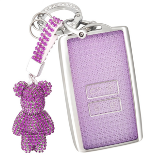 OFFCURVE 르노 삼성 호환 4버튼 SM6/QM6/XM3 TPU 풀커버 스마트 키케이스, 보라색은