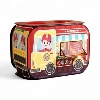 兒童餐車造型遊戲帳篷，室內角色扮演玩具，安全無毒材質，趣味互動。, 紅色-漢堡車, 1個