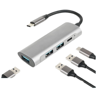 Type-C 擴展塢 六合一 HDD PD 多功能集線器 4K 高清 USB-C 3.0 HUB, 1個, 四合一PD+USB3.0+USB2.0, 銀色020-13