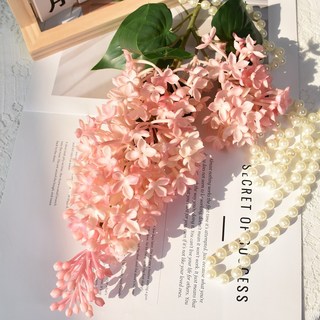 高級軟膠丁香花 假花仿真花束 酒店客廳臥室裝飾擺件, 淺粉, 1個