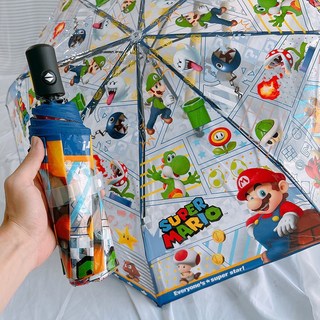 自動直柄傘，可愛瑪利歐圖案，成人兒童適用