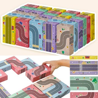 벽돌쌓기 교통 길만들기 종이블록 30P 호기심 조립 상상력, 1개