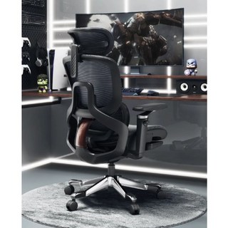 佑客YOKA魔毯頭等艙超大皮革腳踏椅：專利撐腰、360度旋轉扶手、可後躺午休人體工學電競椅, 星夜黑