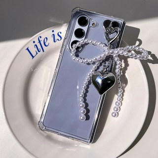 발레코어 진주 비즈 리본키링 에어룸 클리어 젤 하드케이스