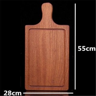 實木牛排板，多尺寸披薩板，長方形木質西餐麵包托盤, 55x28cm帶把, 1個