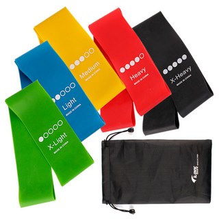 아이로빅 힙업 스쿼트 루프밴드 5종+전용파우치 세트, 루프밴드5종+전용파우치, 1세트