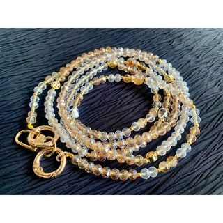 畫意坊 串珠斜挎鏈手機包包鏈條 替換鏈 手機掛繩防摔鏈 水晶手機鏈 聖誕禮物 斜背/脖掛, 1個, 黃水晶款