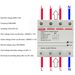 과전압 저전압 보호 장치 릴레이 자동 복구 재연결 40A 63A 230V Din 레일, 8) 400V 2 - 63A, 1개
