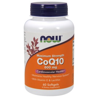 NOW Foods 輔酶Q10維生素E卵磷脂軟膠囊 600mg, 60顆, 1罐