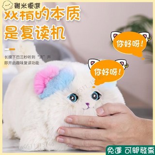 限時下殺 仿真貓 玩具 寵物 眨眼睛 搖尾巴 學說話 會貓叫 狗狗 女孩子生日禮物兒童 小貓咪 玩偶 抱抱貓, 抱抱旺,電池款配電池, 1個