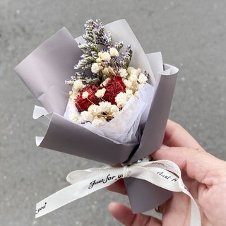 【森林海】迷你永生花束附提袋：教師節/畢業/情人節禮物首選，拍照道具, B03, 1個