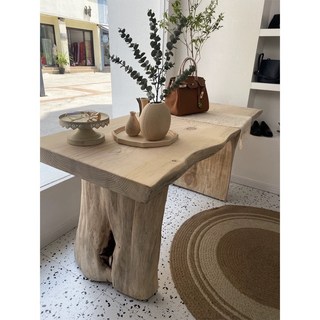 北歐原木中島流水台 服裝店陳列展示桌 整版自然邊長桌 防潮防霉材質 商業空間專用 宅配到府, 1個, 120×60×75厚度5公分