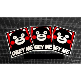 現貨發出 熊本熊貼紙 OBEY ME服從我 車貼 汽車貼紙 卡通貼 划痕貼 拉花 防水防曬 遮瑕貼 機車貼 趣味貼, 1個, 10x5.8cm(一張)