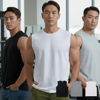 국민나시 헐크핏 남성 무지 나시 3p 스포츠 머슬 런닝