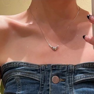 鴻利首飾廠 簡約小衆珍珠愛心項鏈 ins潮新款氣質百搭設計高級鎖骨鏈頸鏈