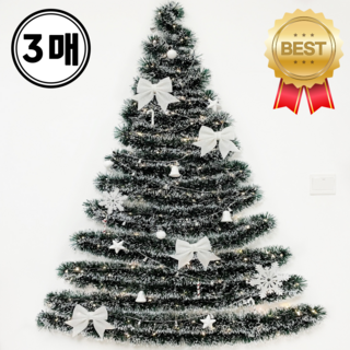 크리스마스 눈꽃 모루 트리 만들기 창문 벽트리 가랜드 리스 꾸미기, 3개, 투톤