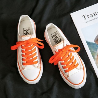 經典淺口帆布鞋 個性彩色鞋帶設計 舒適休閒鞋款