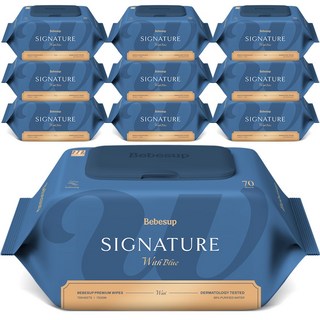 베베숲 시그니처 위드 블루 아기물티슈 캡형, 75g, 70매, 10개