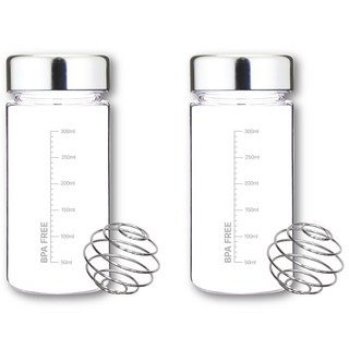 위드 쉐이커보틀 눈금물병 트라이탄 메탈 실버캡 2P, 350ml, 2개