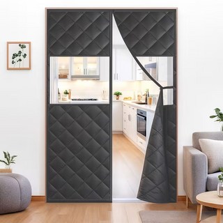 하루꿈 자석 무타공 두껀운 방한커튼 현관 외풍차단 겨울 보온커튼 방풍비닐 커튼 벨크로 개폐창 디자인 거실 침실 분리 방음 커튼, 1개