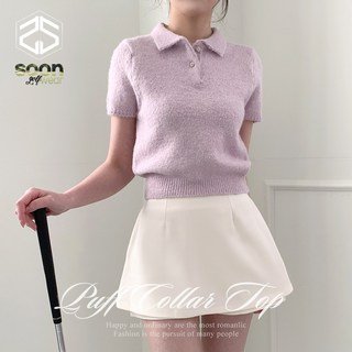 [순이야] S.골프 여성 울 퍼프 카라 반팔 니트티