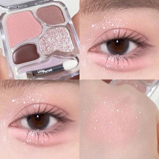 靚妮詩媽生臥蠶盤 四色眼影盤 高光修容盤 眼影眼線臥蠶綜合盤, 1個, 抖音爆款 小奧汀臥蠶盤 02#心動裸粉