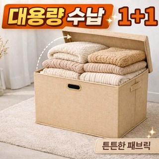 루이자몰 리빙박스 튼튼한 패브릭 수납정리함, 베이지, 2개